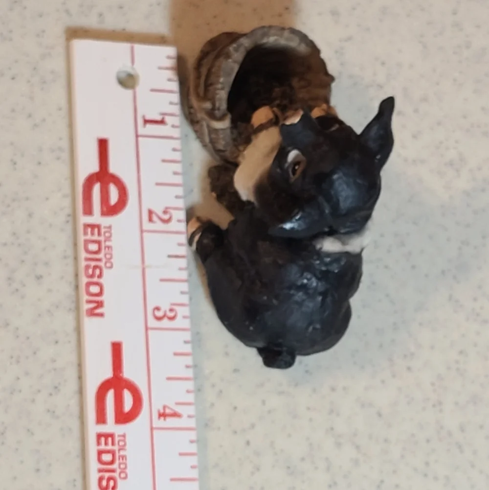 Black and White Pig Figurine With Barrel Super Cute Collectible